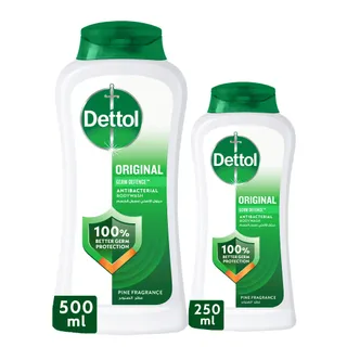 Dettol Original Pine Scent Shower Gel & Body Wash, 250ml+500ml