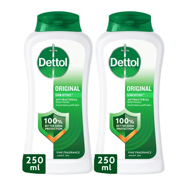 Dettol Original Pine Scent Shower Gel & Body Wash, 2x250ml