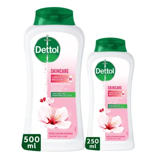 Dettol Skincare Rose & Sakura Blossom Scent Shower Gel & Body Wash, 250ml+500ml