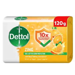 Dettol Zing Orange Zest Scent Bar Soap Bar, 120g