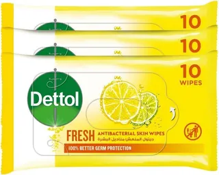 Dettol Fresh Antibacterial Skin Wipes, 3x10 Wipes