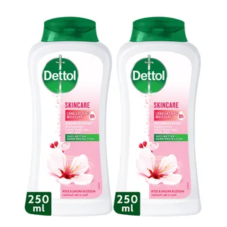 Dettol Skincare Rose & Sakura Blossom Scent Shower Gel & Body Wash, 2x250ml