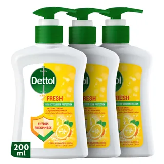 Dettol Fresh Citrus & Orange Blossom Scent Liquid Handwash Pump, 3x200ml