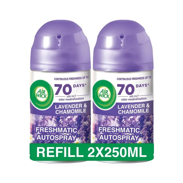 Air Wick Automatic Lavender & Chamomile Scent Air Freshener Spray Refill, 2x250ml
