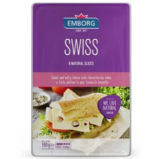 Emborg Swiss Sliced Cheese, 150g