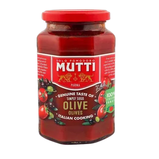 Mutti Tomato Sauce with Olives Glass Jar, 400g