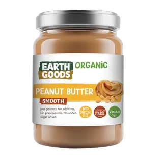 Earth Goods Organic Smooth Peanut Butter Sweetened with Agave, 300g