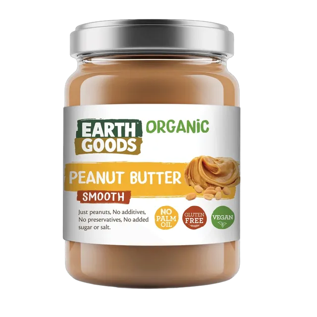 Earth Goods Organic Smooth Peanut Butter Sweetened with Agave, 300g