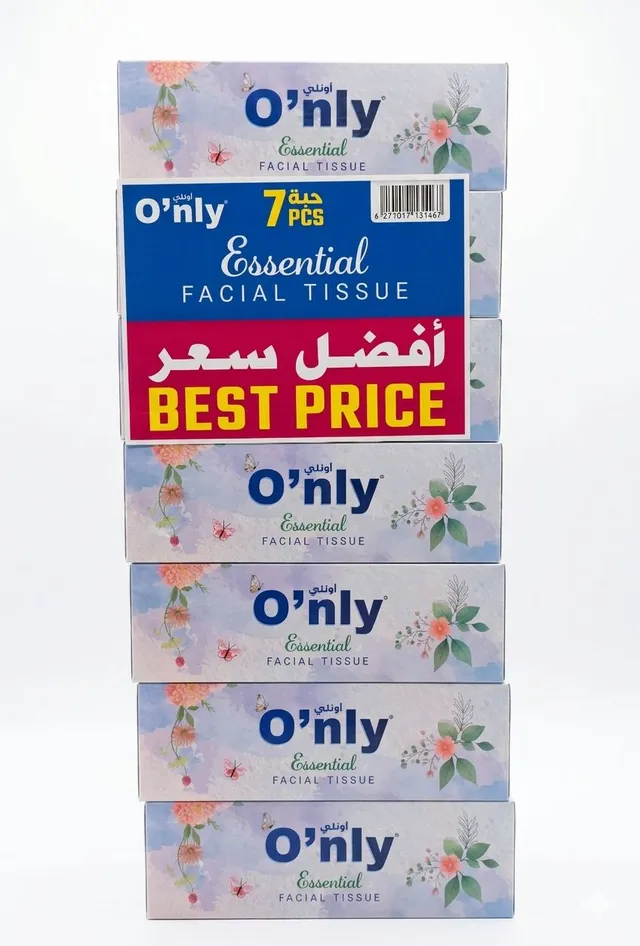 Only Essential 2Ply Facial Tissue, 7x120 Sheets