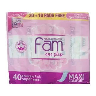 Fam Maxi Cotton Feminine Pads, 40 Pieces