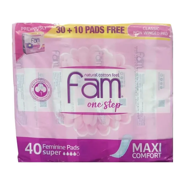 Fam Maxi Cotton Feminine Pads, 40 Pieces