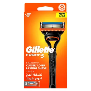 جيليت فيوجن5 مقبض حلاقة قابل لإعادة الملء: مقبض + 2 شفرات إعادة ملء
