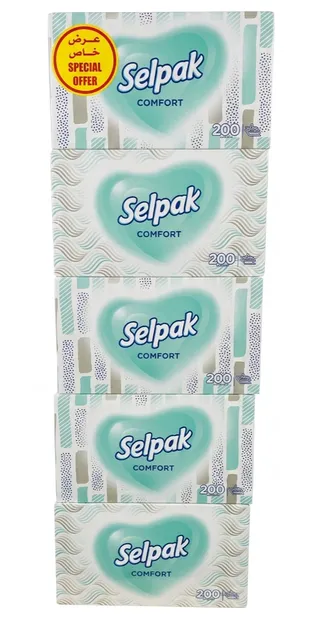 Selpak Comfort Facial Tissues 5x200 Sheets