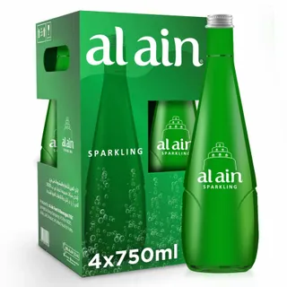 العين ماء شرب فوار زجاج, 4x750ml