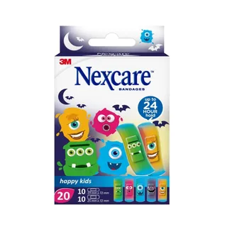 Nexcar Happy Kids Assorted Monsters Design Bandages, 20 Pieces