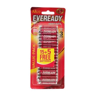 Eveready Heavy Duty AA Batteries Pack, 15+5 Pieces