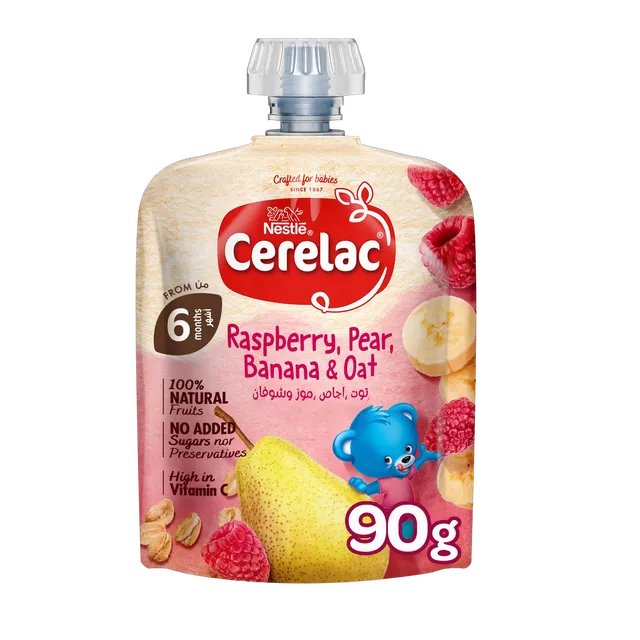 Cerelac Raspberry,Pear,Banana & Oats Puree 6+ Months 90g