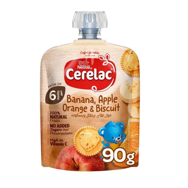 Cerelac Puree Banana, Orange & Biscuit, 90g