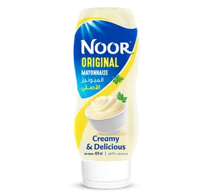 نور مايونيز أوريجينال سميكة وكريمية زجاجة قابلة للعصر، 425ml