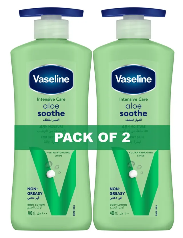 Vaseline Intensive Care Aloe Soothe Body Lotion, 2x400ml