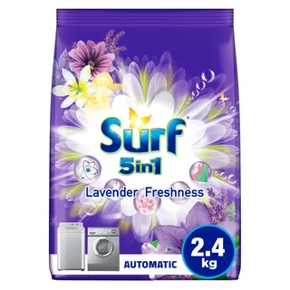 سرف 5 في 1 لافندر طازج مسحوق غسيل للغسالات الأوتوماتيكية، 2.4kg