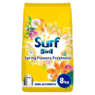 Surf 5 in 1 Spring Flower Freshness Powder Detergent For Semi-Automatic Washing Machine, 8kg