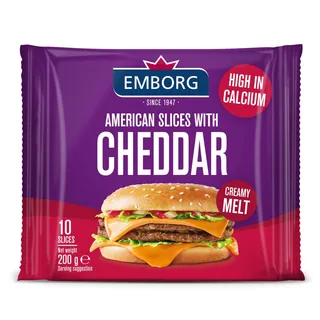 Emborg American Cheddar Slices, 200g