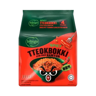 Bibigo Spicy Tteokbokki Stir-Fried Ramen Noodles, 4x122g