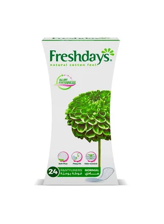 Freshdays Natural Cotton Feel Normal Pantyliners, 24 Pieces