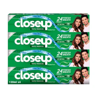 Closeup Triple Fresh Formula Gel Toothpaste Menthol Fresh 4x120ml