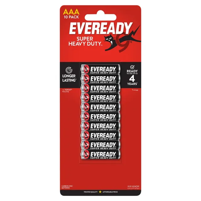 Eveready Super Heavy Duty AAA Carbon Zinc Batteries, 10 Pieces
