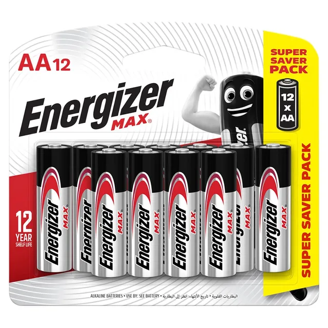 Energizer Max Alkaline Battery AA, 12 Pieces
