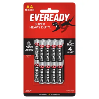 Eveready Super Heavy Duty AA 18 Carbon Zinc Batteries, 18 Pieces