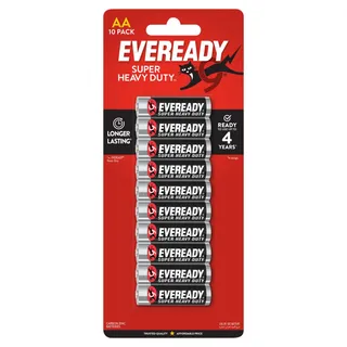 Eveready Super Heavy Duty 10 AA Carbon Zinc Batteries, 10 Pieces