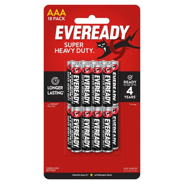 Eveready Super Heavy Duty 18 AAA Carbon Zinc Batteries, 18 Pieces