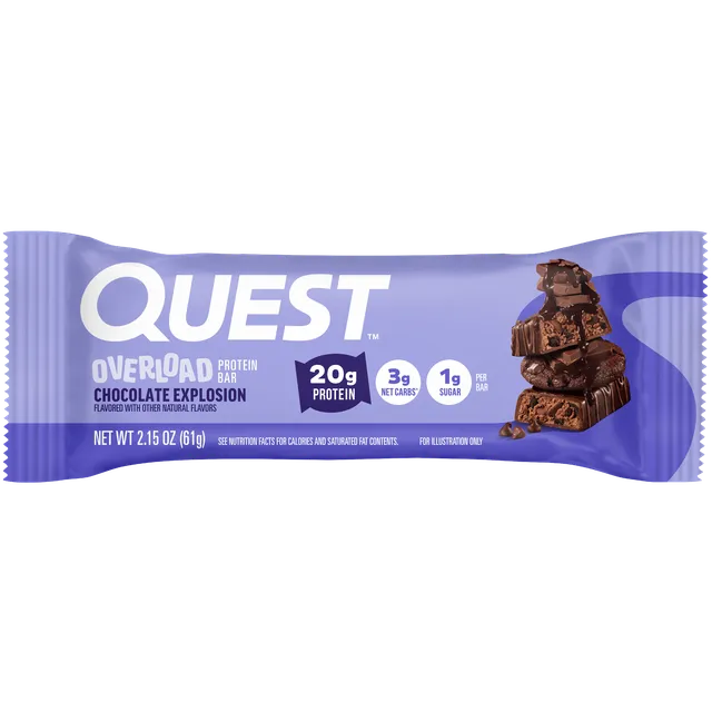 Quest Overload Chocolate Explosion Flavored Protein Bar, 61g