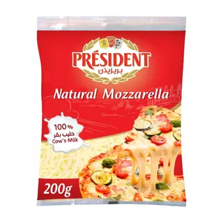 President Natural Mozzarella Shredded Cheese, 200g
