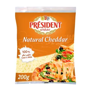 President Natural Cheddar Shredded Cheese, 200g