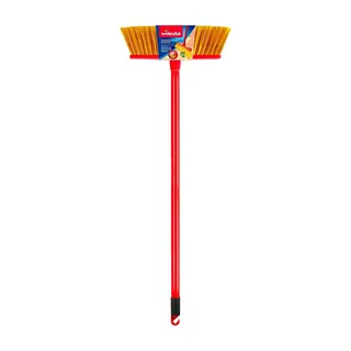 Vileda Outdoor Floor Broom with Stick - Red & Yellow, 1 Piece