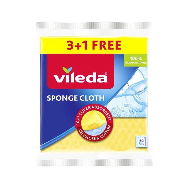 Vileda Cleaning Sponge Cloth, 3+1 Pieces