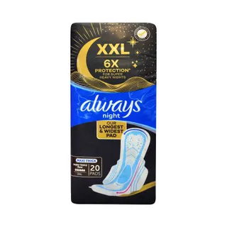 Always XXL Maxi Thick Heavy Night Protection Pads with Wings, 20 Pieces
