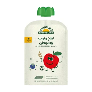 Natureland Organic Apple Blueberry & Oats Puree, 100g