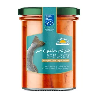 Natureland Wild Salmon Fillet in Organic Extra Virgin Olive Oil, 195g