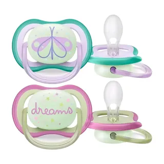 Philips Avent Ultra Air Night Time Girl Them Pacifier 0-6m, 2 Pieces