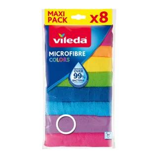 Vileda Microfibre Colors Cloth, 8 Pieces