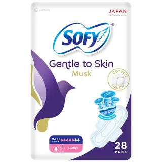 Sofy Gentle to Skin Musk Maxi Thick Large Sanitary Pads, 28 Pieces