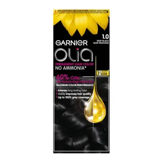 Garnier Olia Ammonia Free, Permanent Hair Coloration at Home with Natural Origin Flower Oils, Deep Black