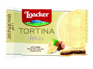 Loacker Tortina White Wafer Chocolate and Hazelnut, 21 g