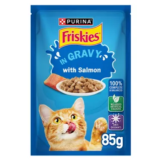 Purina Friskies Salmon In Gravy Wet Cat Food Pouch, 85g