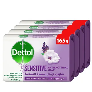 Dettol Sensitive Bar Soap, Lavender & White Musk Scent, 4x165g